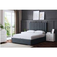 DS Living Evangaline Steel Panel Bed with Headboard in Grey | Size: Super King