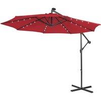 Costway 3 x 3m Cantilever Parasol Patio Offset Umbrella w/ 32 Solar Powered LED Lights in Wine