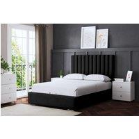DS Living Evangaline Black Panel Bed with Headboard | Size: Super King