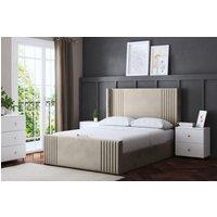 DS Living Elara Winged Beige Panel Bed with Headboard | Size: Super King