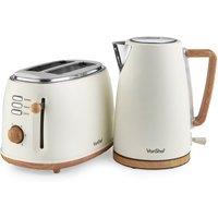 VonShef Fika Cream Rapid Boil 1.7L Kettle & 2 Slice Wide Slot Toaster Set in Beige