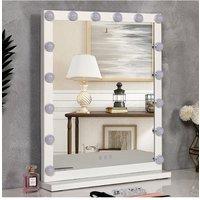 Living and Home Hollywood Lighted Rectangular 3 Lighting Modes Makeup Mirror with Base in Natural