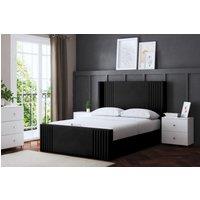 DS Living Elara Winged Black Panel Bed with Headboard | Size: Super King