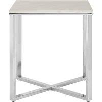 Orsina Square Black Faux Marble End Table, Gold Toned Bedside Table With Metal Legs, Accent Table For Practical Use in Silver