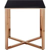 Orsina Square Black Faux Marble End Table, Gold Toned Bedside Table With Metal Legs, Accent Table For Practical Use