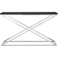 Orsina Criss Cross Console Table, Stainless Steel Console Table, Contemporary Hallway Table in Black