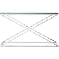 Orsina Criss Cross Console Table, Stainless Steel Console Table, Contemporary Hallway Table in Clear