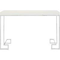 Orsina Chrome Console Table With White High Gloss Top, Hall Table With Stainless Steel Legs, Table For Everyday Use