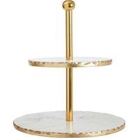 Orsina Empire 2 Tier White Marble & Gold Finish Cake Stand
