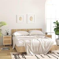 Berkfield Home Bedside Cabinets 2 pcs White Solid Wood Pine & Natural Rattan