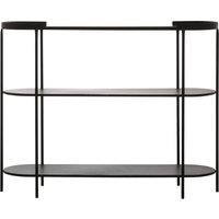 Orsina Console Table, Black Console Table with Glass Top, Glass & Metal Console Table, Three Tier Hallway Table