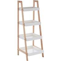 Orsina Contemporary Four Tier Birch Wood Bathroom Shelf Unit, Versatile Large Shelving Unit, Durable Shelf in White