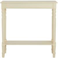 Orsina Rectangular Console Table for Hallway, Pine Wood Hallway Table for Home Office Decor, Wood Table with Carved Legs in Off-White