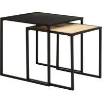 Orsina Space Saving Nest Of Two Tables, Modern Side Tables by Couch, Sturdy & Durable Modern Nesting Table in Black