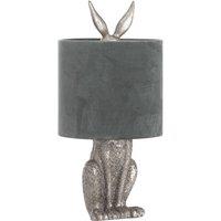 Love Lace Silver Hare Table Lamp With Grey Velvet Shade