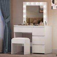 KOSY KOALA White Dressing Table Hollywood LED Mirror Makeup Desk Vanity Table Bedroom Furniture