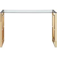 Orsina Console Table with Gold Legs & Glass Top, Tempered Glass Hallway Table, Stainless Steel Console Table