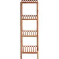 Orsina Versatile 4 Tier Walnut Wood Bathroom Shelf Unit, Contemporary Shelving Unit, Durable Shelf Unit For Bedroom in Natural