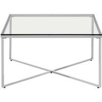 Orsina Contemporray Design Silver Finish Cross Base Coffee Table, Durable Constructed Coffee Table, Sleek Table