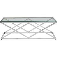 Orsina Distrinctive Inverted Prism Base Coffee Table, Geometric Modern Coffee Table, Durable Decorative Table in Silver
