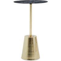 Orsina White Marble Effect Top Gold Base Side Table, Circular End Table For Modern Setup, Stylish Little Table