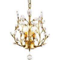 3-Light Golden K9 Crystal Chandelier for Hallway Living Room Bedroom