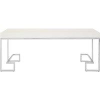 Orsina Luxe Chrome Angled Legs Coffee Table With White Gloss Top, Decorative Display Table, Shiny Rectangular Table