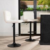 OHS Bar Stools x 2 Backs Kitchen Chair Swivel Breakfast Boucle Pub Seat Adjustable in Cream
