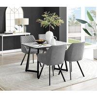 FurnitureboxUK Carson White Marble Effect Dining Table & 4 Falun Black Leg Chairs in Dark Grey