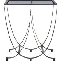 Orsina Black Console Table with Grey Glass Top, Curved Metal Base Console Table for Hallway or Living Room