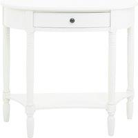 Orsina Rounded Console Table With One Rectangular Drawer for Hallway, Pine Wood Wood Table for Home & Office Dcor in White