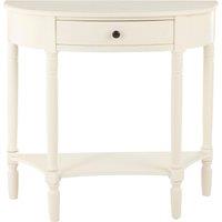 Orsina Rounded Console Table With One Rectangular Drawer for Hallway, Pine Wood Wood Table for Home & Office Dcor in Off-White