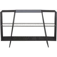 Orsina Modern Three Tier Grey Glass Top Console Table with Spacious Storage, Black Console Table For Living Room