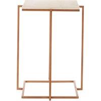 Orsina White Marble Side Table with Gold Finish Legs, Boutique Style Square Top Table, Table for Living Room