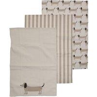 Orsina Set of Three Tea Towels, Ultra-Absorbent Kitchen Towels, Sausage Dog Pattern Tea Towels, Kitchen Towels
