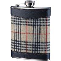 Orsina Green Tartan Hip Flask, 6oz Stainless Steel Flask With Traditional Green Tartan Wrap, Secure Screw Cap in Cream