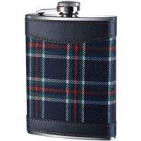 Orsina Green Tartan Hip Flask, 6oz Stainless Steel Flask With Traditional Green Tartan Wrap, Secure Screw Cap in Blue