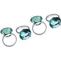 Orsina Versatile Set Of Four Sapphire Diamante Napkin Rings, Elegant Rings For Table, Durable Diamante Napkin Ring in Teal