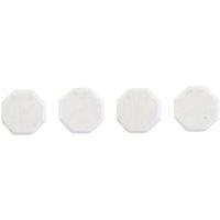 Orsina Set Of Four White Marble Octagonal Coasters, Durable Natural Stone Coasters