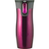 Orsina Vacuum Insulated Design Auto Seal Raspberry Mug, Durable Reusable Travel Mug, Stainless Steel Constricted Mug in Pink