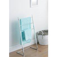 Orsina Elegant 3 Arm Chrome Towel Stand, Standing Towel Bar with Air Circulation Space, Modern Metal Towel Rack in Silver