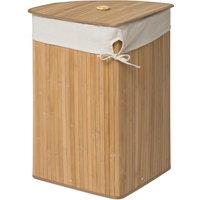 Orsina Natural Bamboo Corner Laundry Hamper, Space-Saving Triangular Design With Lid & Cotton Lining