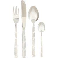 Orsina 24Pc Cutlery Set, Elegant Silverware Cutlery Set, Modern Stainless Steel Cutlery Set with Etched Detail in Silver