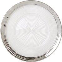 Orsina Ida 27cm Embossed Dinner Plate With Silver Rim in Clear