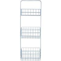 Orsina Modern Design 3 Tier Black Storage Caddy With Handles, Wire Shower Caddy, Organiser Shelf For Laundry in Silver