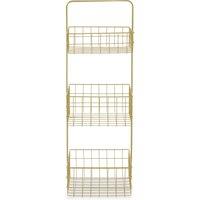 Orsina Modern Design 3 Tier Black Storage Caddy With Handles, Wire Shower Caddy, Organiser Shelf For Laundry in Gold