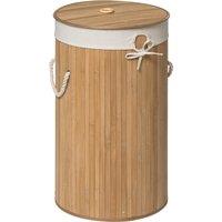 Orsina Natural Round Laundry Hamper, nature friendly Bamboo & Cotton Basket With Lid & Handles, Lightweight