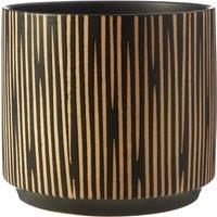 Orsina Large Black & Cream Ceramic Planter for Home, Handcrafted Modern Tall Cylindrical Planter In Black & Cream