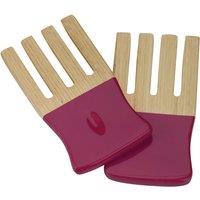 Orsina Bright Orange Bamboo Salad Forks, Picnic Utensils, Travel-Friendly Salad Prongs, Compact Bamboo Servers in Raspberry