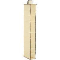 Orsina 10-Section Hanging Shoe Organiser In Cream With Brown Trim, Space-Saving Fabric Shoe Rack For Closets